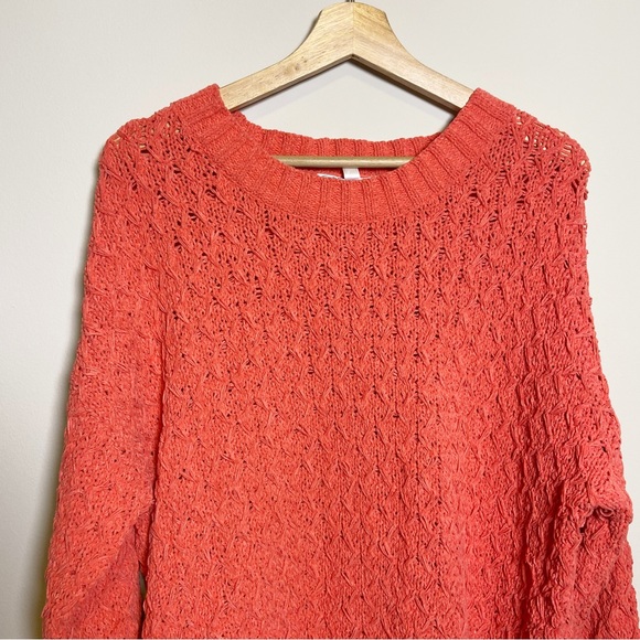 Seven 7 Chenille Textured Sweater Hibiscus Coral - Picture 2 of 7